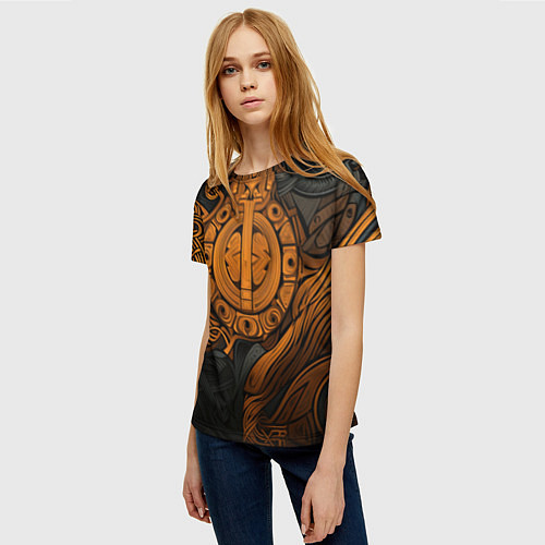 Женская футболка Узор в скандинавском фолк-арт стиле / 3D-принт – фото 3