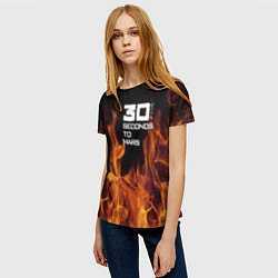 Футболка женская Thirty Seconds to Mars fire, цвет: 3D-принт — фото 2