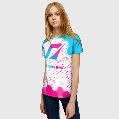 Женская футболка Need for Speed neon gradient style / 3D-принт – фото 3