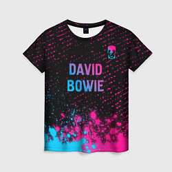 Футболка женская David Bowie - neon gradient посередине, цвет: 3D-принт