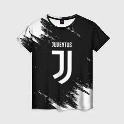 Футболка женская Juventus спорт краски черно белый, цвет: 3D-принт