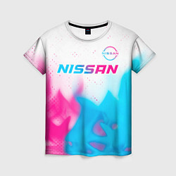 Футболка женская Nissan neon gradient style посередине, цвет: 3D-принт