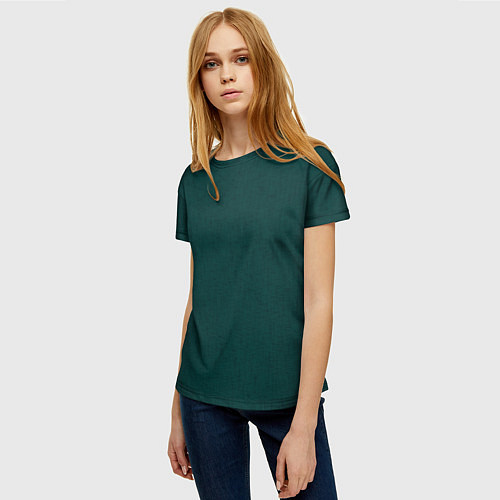 Женская футболка Тёмно-зелёный однотонный текстура / 3D-принт – фото 3