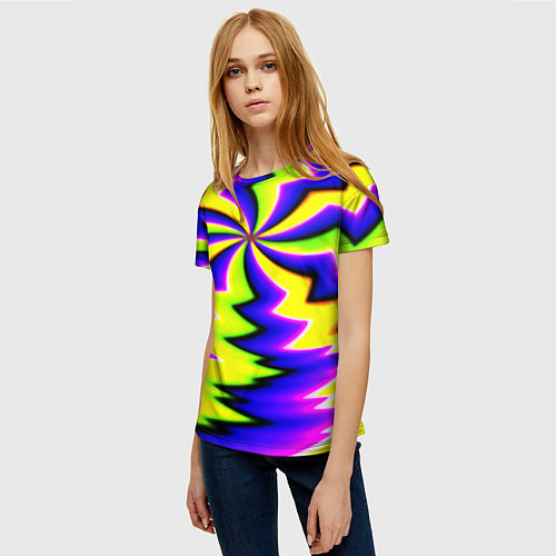 Женская футболка Неоновая фрактальная абстракция / 3D-принт – фото 3