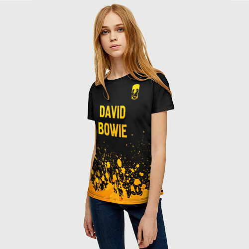Женская футболка David Bowie - gold gradient посередине / 3D-принт – фото 3