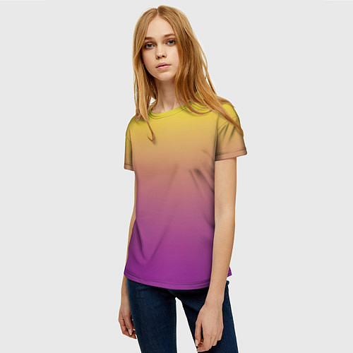 Женская футболка Желто-фиолетовый градиент / 3D-принт – фото 3