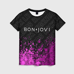 Футболка женская Bon Jovi rock legends посередине, цвет: 3D-принт