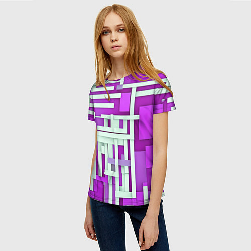 Женская футболка Полосы на фиолетовом фоне / 3D-принт – фото 3