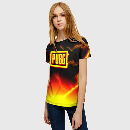 Женская футболка PUBG огненный шторм из молний / 3D-принт – фото 3