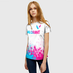 Футболка женская Valorant neon gradient style посередине, цвет: 3D-принт — фото 2