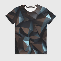 Женская футболка Черная геометрическая абстракция - объемные грани