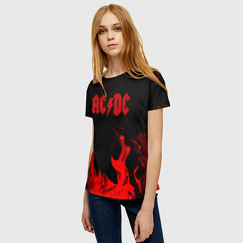 Женская футболка AC DC огненный стиль / 3D-принт – фото 3