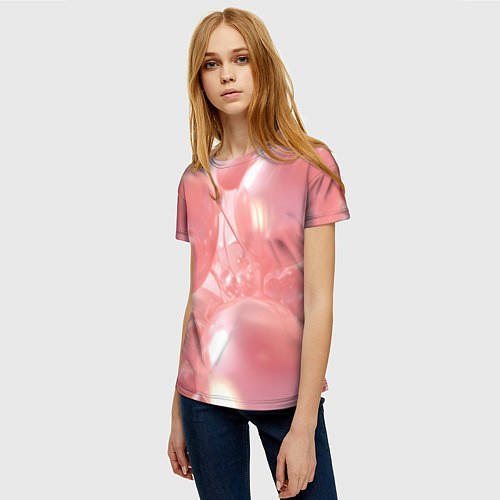 Женская футболка Розовые шары / 3D-принт – фото 3