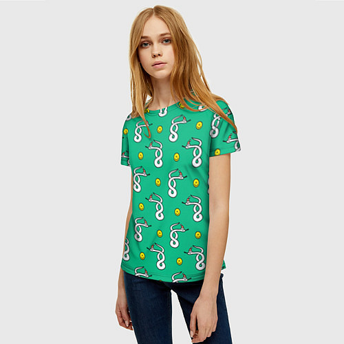 Женская футболка Рождественская санта змея / 3D-принт – фото 3