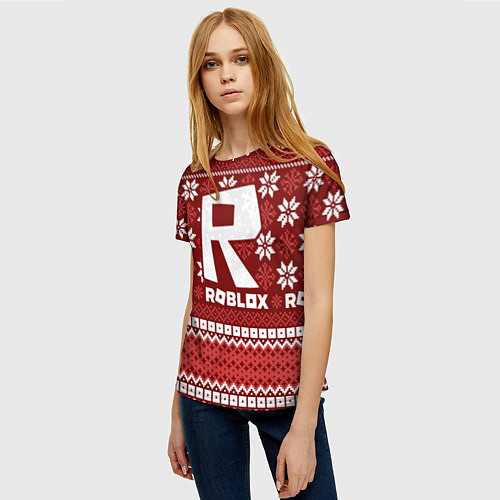 Женская футболка Roblox christmas sweater / 3D-принт – фото 3