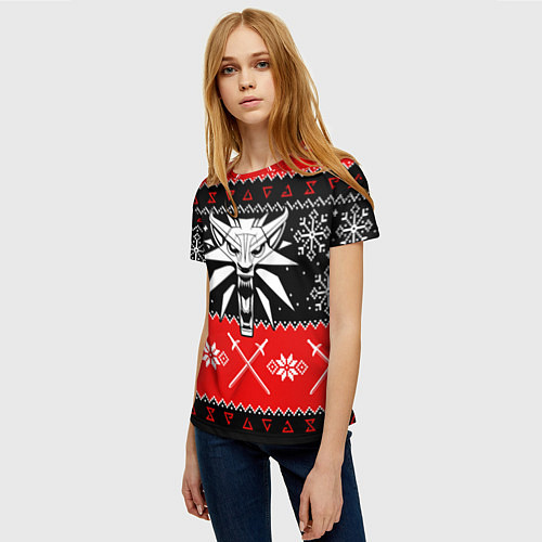 Женская футболка The Witcher christmas sweater / 3D-принт – фото 3