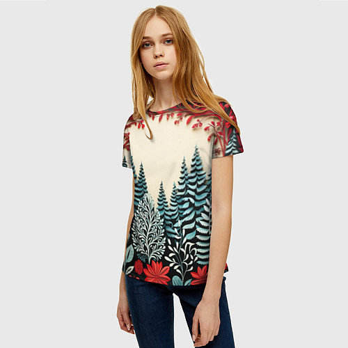 Женская футболка Зимнее кружево / 3D-принт – фото 3