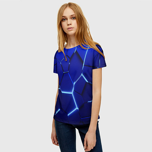 Женская футболка Плиты неоновые / 3D-принт – фото 3