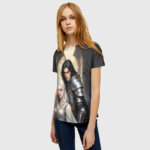 Женская футболка Принцесса и её рыцарь / 3D-принт – фото 3