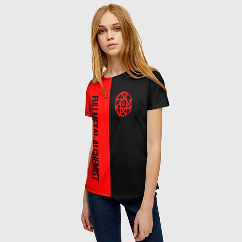 Женская футболка Стальной алхимик - красная печать Альфонс / 3D-принт – фото 3