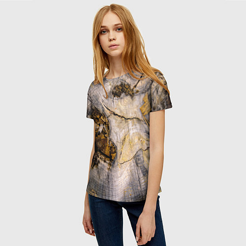 Женская футболка Текстура пня сосны / 3D-принт – фото 3