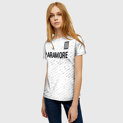 Женская футболка Paramore glitch на светлом фоне посередине / 3D-принт – фото 3