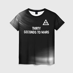 Футболка женская Thirty Seconds to Mars glitch на темном фоне посер, цвет: 3D-принт