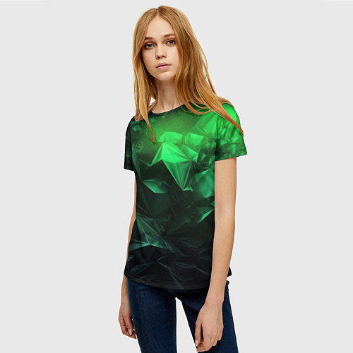 Женская футболка Глубина зеленого абстракции / 3D-принт – фото 3