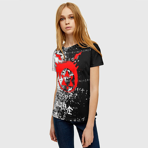 Женская футболка Знак уроборос - черно-белый / 3D-принт – фото 3