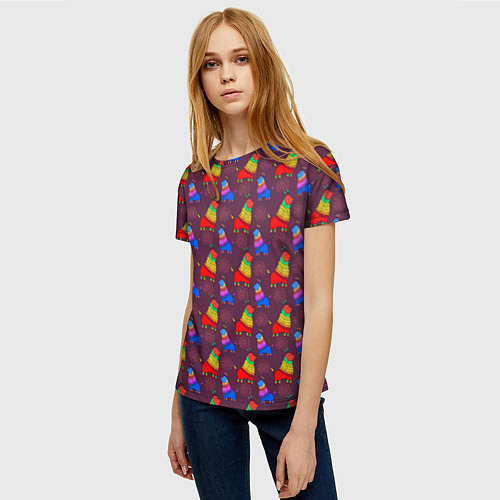 Женская футболка Разноцветное животное / 3D-принт – фото 3