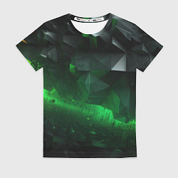 Женская футболка Асимметрия зеленого узора