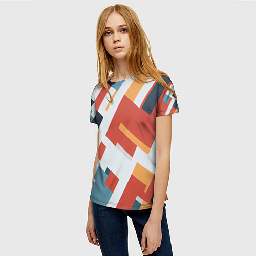 Женская футболка Геометрический узор - нейросеть / 3D-принт – фото 3