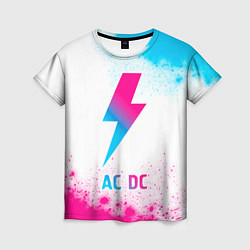 Футболка женская AC DC neon gradient style, цвет: 3D-принт