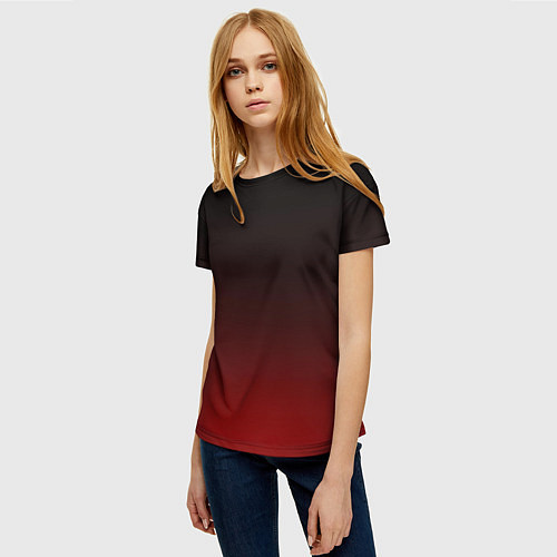Женская футболка Градиент от тёмного до тёмно красного / 3D-принт – фото 3