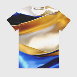 Футболка женская Белая желтая синяя абстракция, цвет: 3D-принт
