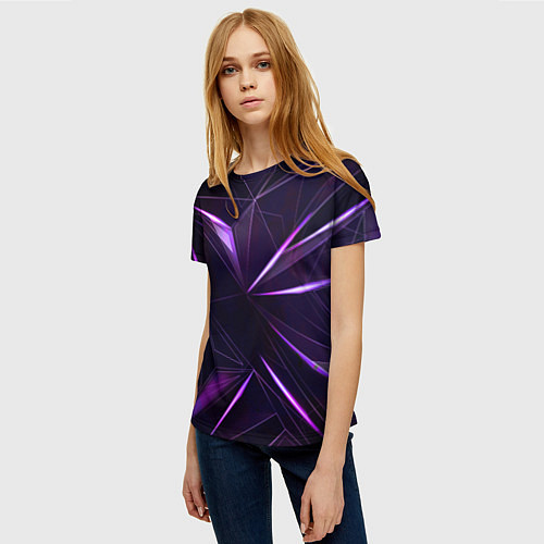 Женская футболка Фиолетовый хрусталь / 3D-принт – фото 3