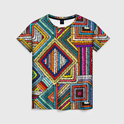 Футболка женская Этнический узор вышивка, цвет: 3D-принт