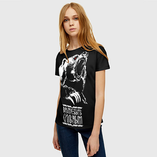 Женская футболка Славянский яростный медведь / 3D-принт – фото 3