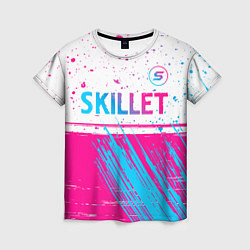 Футболка женская Skillet neon gradient style посередине, цвет: 3D-принт