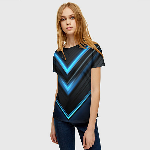 Женская футболка Галактическая абстракция синяя / 3D-принт – фото 3