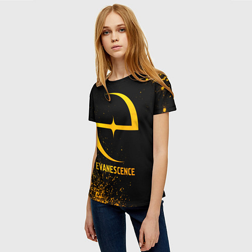 Женская футболка Evanescence - gold gradient / 3D-принт – фото 3