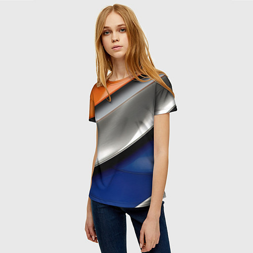 Женская футболка Разноцветные полоски / 3D-принт – фото 3