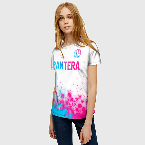 Женская футболка Pantera neon gradient style посередине / 3D-принт – фото 3