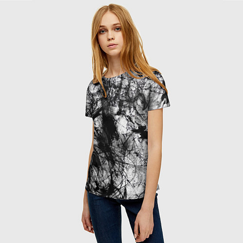 Женская футболка Белый камуфляж / 3D-принт – фото 3