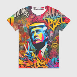 Футболка женская Дональд Трамп - граффити - нейросеть, цвет: 3D-принт