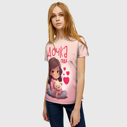 Женская футболка Любимая дочка года / 3D-принт – фото 3