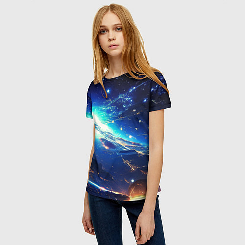 Женская футболка Млечный путь - глубокий космос / 3D-принт – фото 3