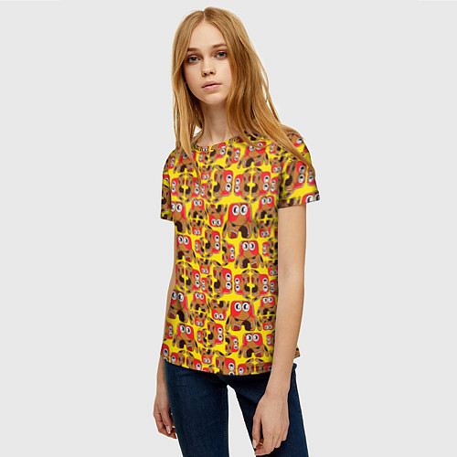 Женская футболка Мультяшные разноцветные монстрики / 3D-принт – фото 3