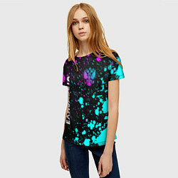 Футболка женская Елизавета и неоновый герб России вертикально, цвет: 3D-принт — фото 2