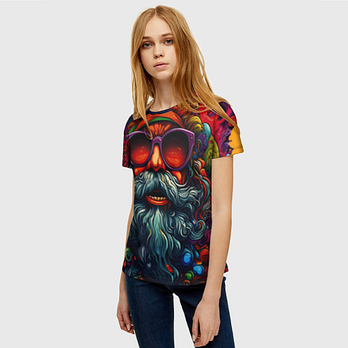 Женская футболка Хайповый дед Мороз / 3D-принт – фото 3